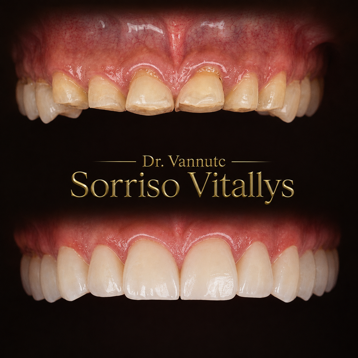 Antes e depois de facetas dentárias no Hospital Vitallys